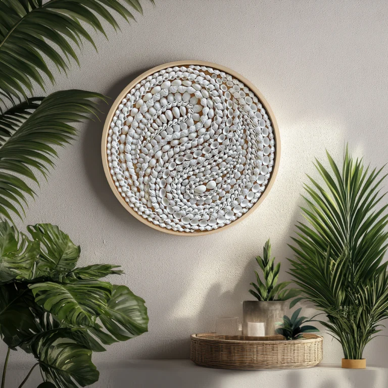 Gallery Tropical Plants Frame Mockup Blank Round Wooden Frame With Greenery 768x768